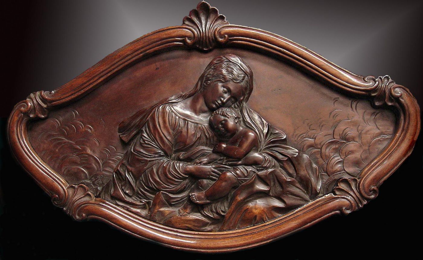 MADONE À L'ENFANT - Maître Gioacchino Meluzzi - Art néo-Renaissance (œuvre datée et signée)